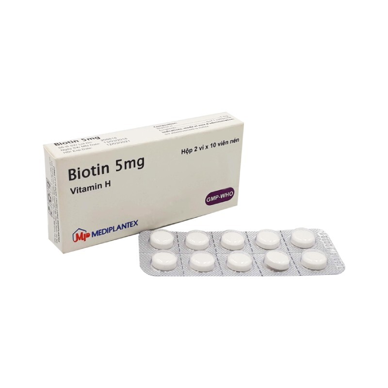 Biotin 5mg Mediplantex Hộp 20 Viên