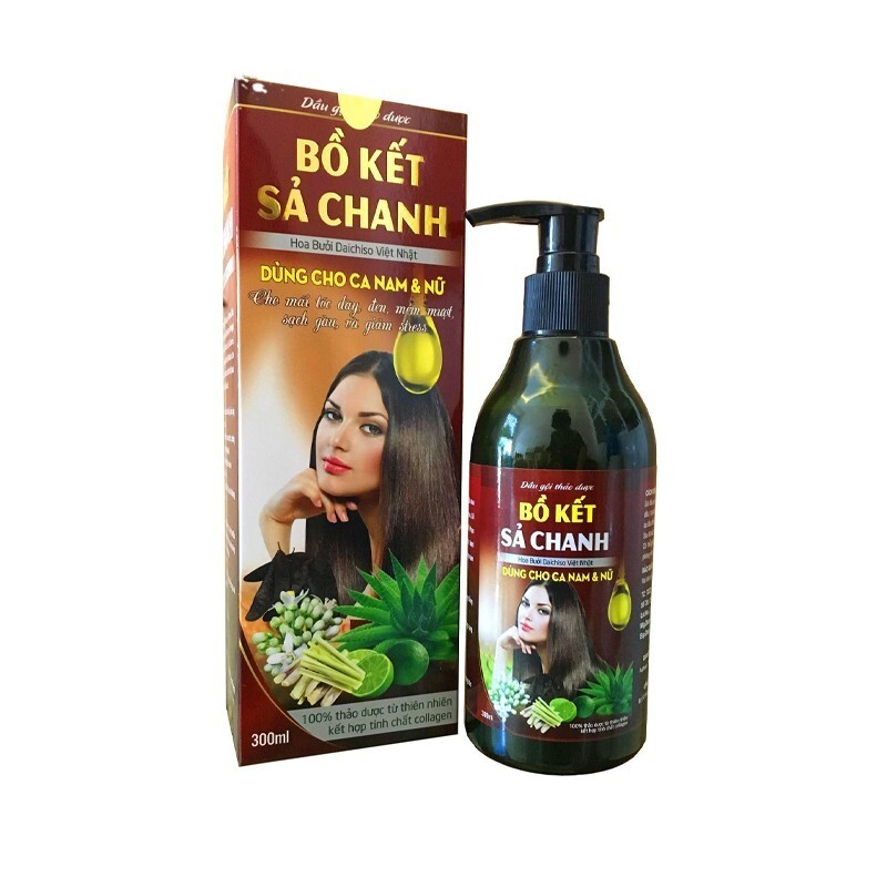 Dầu Gội Thảo Dược Bồ Kết Xả Chanh - Chai 300ml - Tóc Đen Mượt