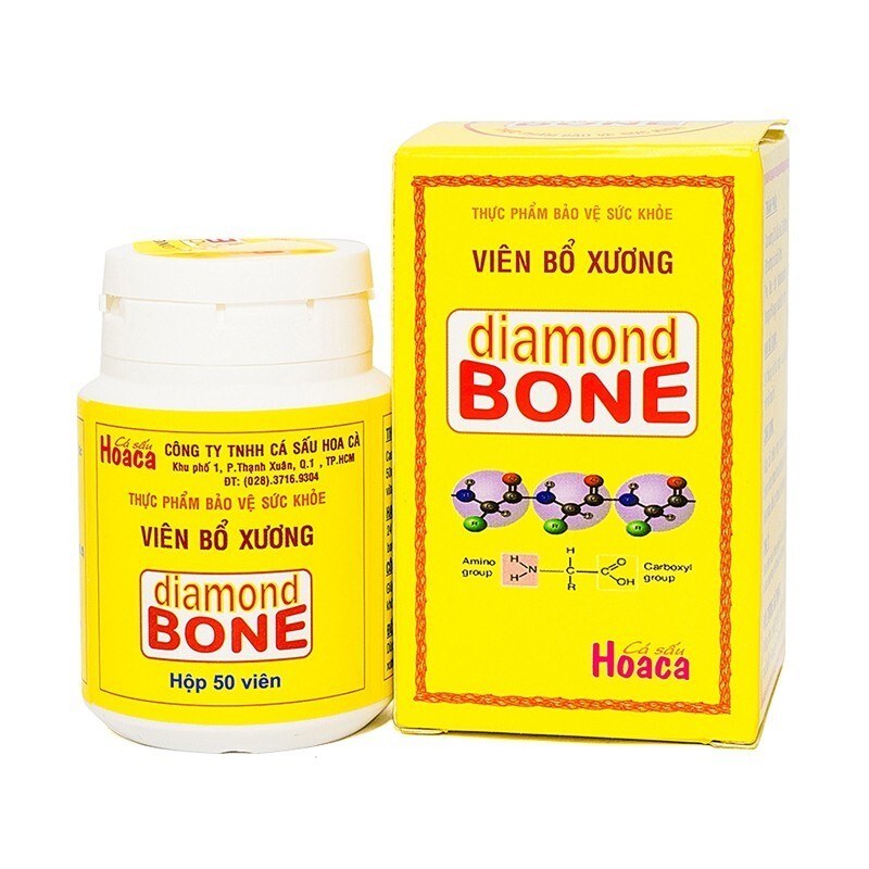 Diamond Bone Cá Sấu Hoa Cà - Lọ 50 Viên - Bổ Xương
