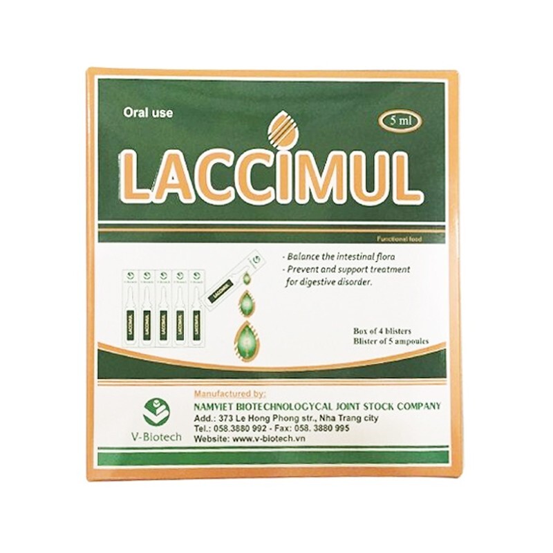 Laccimul Hộp 20 Ống - Bổ sung men vi sinh, canxi