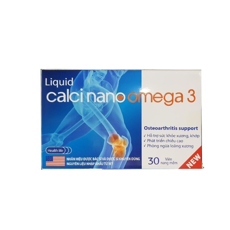 Liquid Calci Nano Omega 3 - Hộp 30 Viên - Hỗ Trợ Sức Khỏe Xương