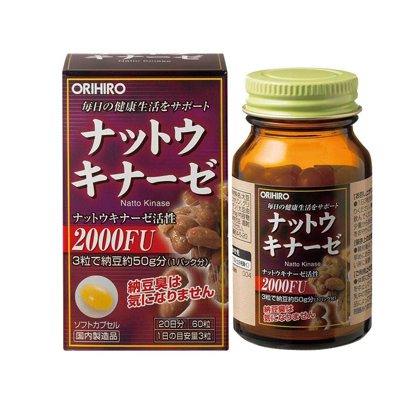 Nattokinase 2000Fu Orihiro - Hộp 60 Viên - Giúp Ổn Định Huyết Áp