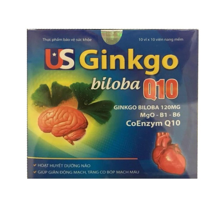 Us Ginkgo Biloba Q10 Hộp 100 Viên - Hoạt Huyết Dưỡng Não