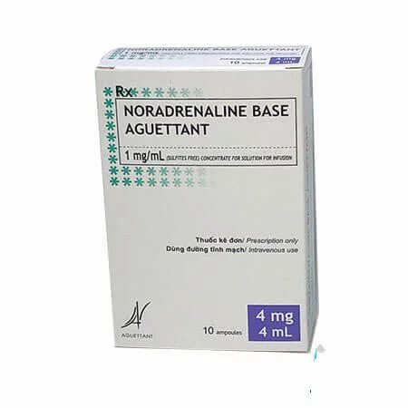 Noradrenaline Base Aguettant Hộp 10 Ống - Điều Trị Huyết Áp Noradrenaline Base Aguettant Hộp 10 Ống - Điều Trị Huyết Áp