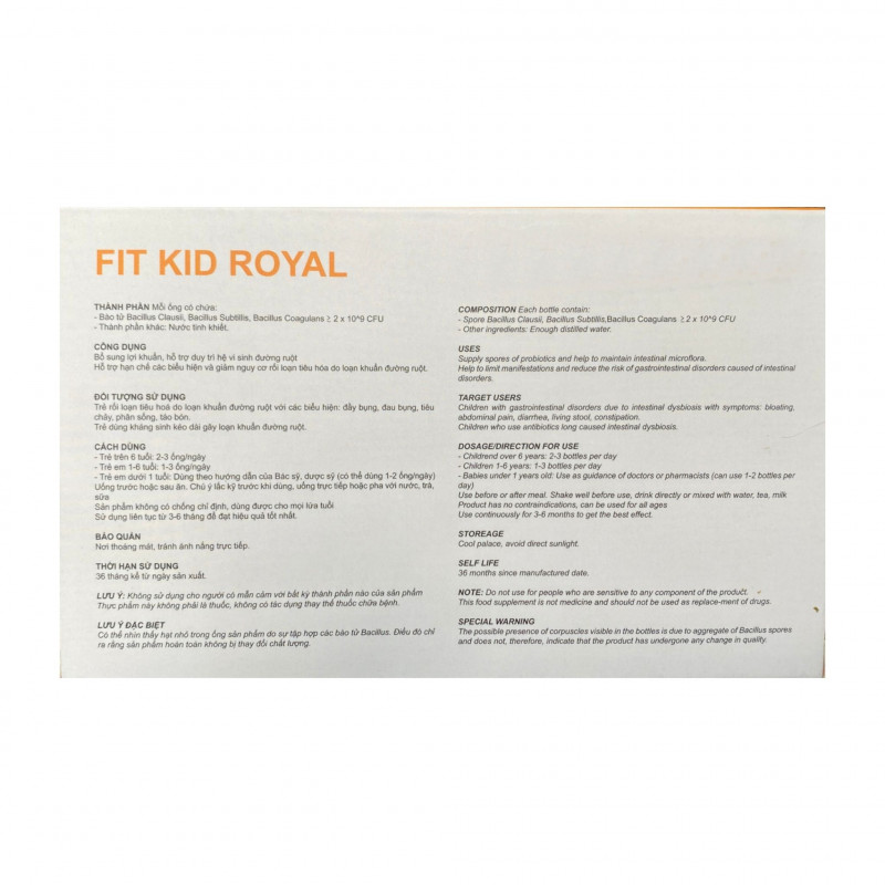 Fit Kid Royal bổ sung bào tử lợi khuẩn Anh Quốc