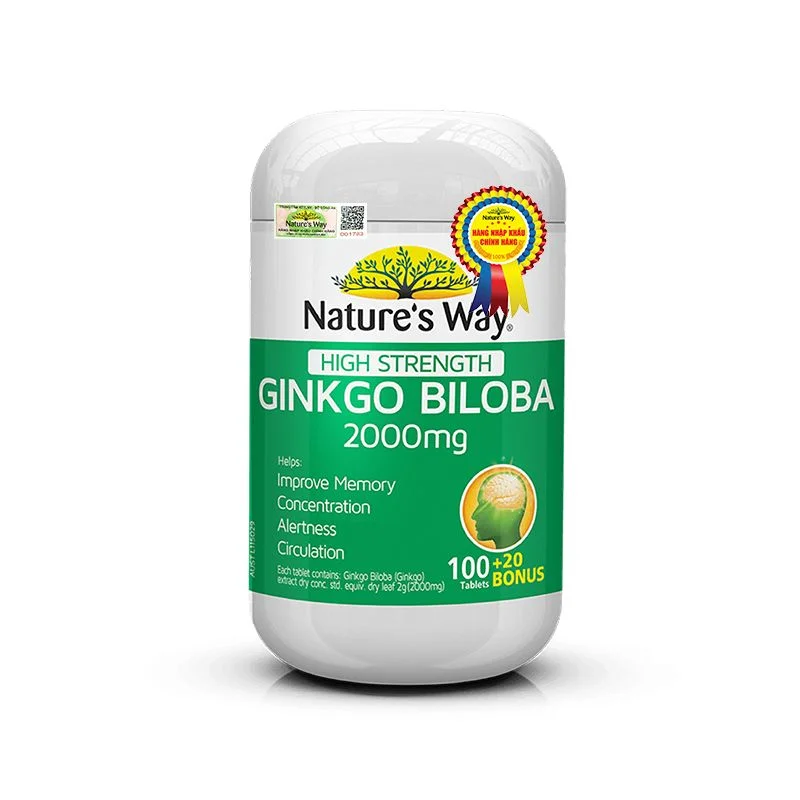 Ginkgo Biloba 2000mg Lọ 120 Viên - Tăng Cường Trí Nhớ