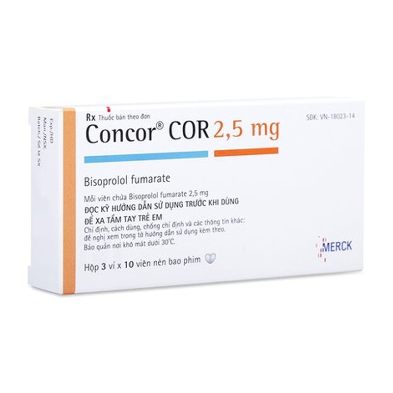 Thuốc Concor Cor 2.5 - Hộp 30 Viên - Điều Trị Tăng Huyết Áp, Suy Tim