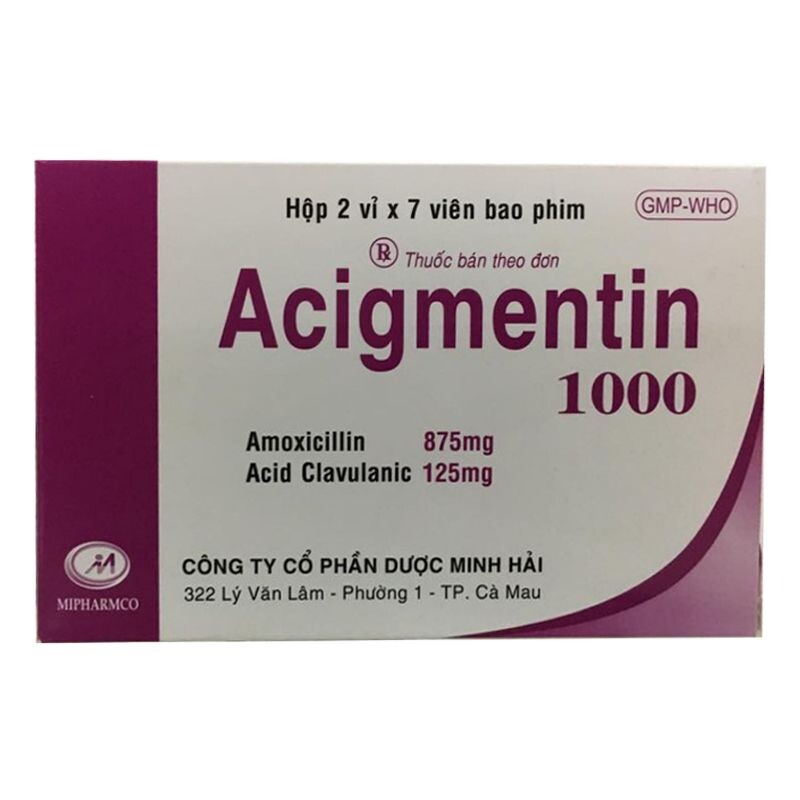 Acigmentin 1000mg hộp 14 viên – Điều trị nhiễm khuẩn