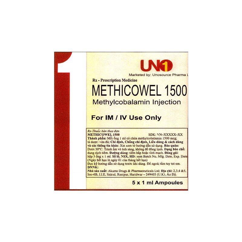 Methicowel 1500 hộp 5 ống – Trị bệnh lý thần kinh ngoại biên