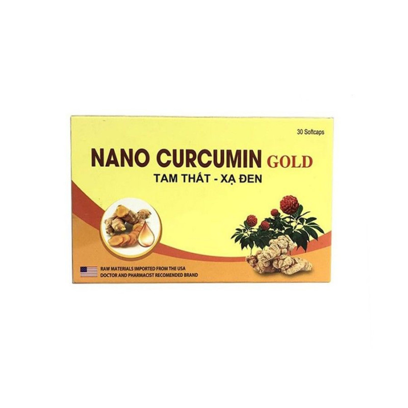 Nano Curcumin Gold Viên Uống Tam Thất Xạ Đen Hỗ Trợ Điều Trị Viêm Loét Dạ Dày Tá Tràng. Hộp 30 Viên