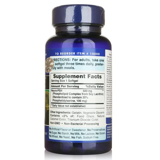 Thành phần và công dụng được ghi rõ trên bao bì sản phẩm Neuro PS 100mg