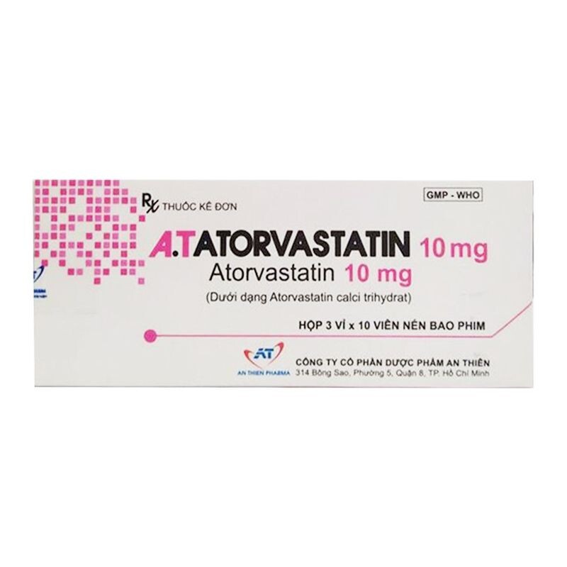 A.T Atorvastatin 10 Hộp 30 Viên - Thuốc Hạ Mỡ Máu A.T Atorvastatin 10 Hộp 30 Viên - Thuốc Hạ Mỡ Máu