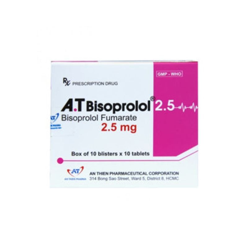 A.T Bisoprolol 2.5 Hộp 100 Viên - Thuốc Tim Mạch A.T Bisoprolol 2.5 Hộp 100 Viên - Thuốc Tim Mạch