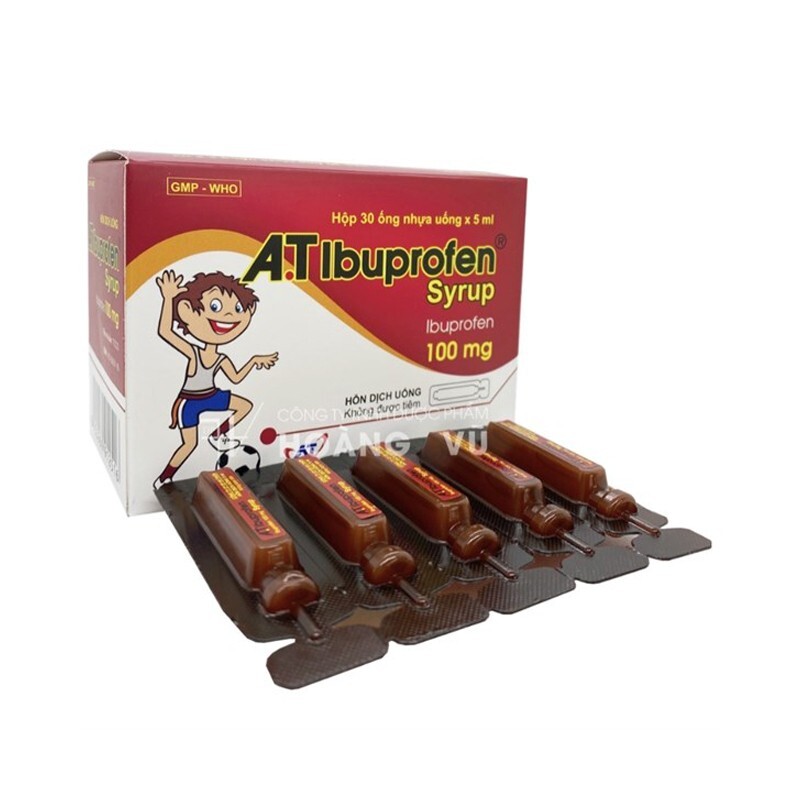 A.T IBUPROFEN SYRUP 100mg Hộp 30 Ống - Giảm Đau, Hạ Sốt