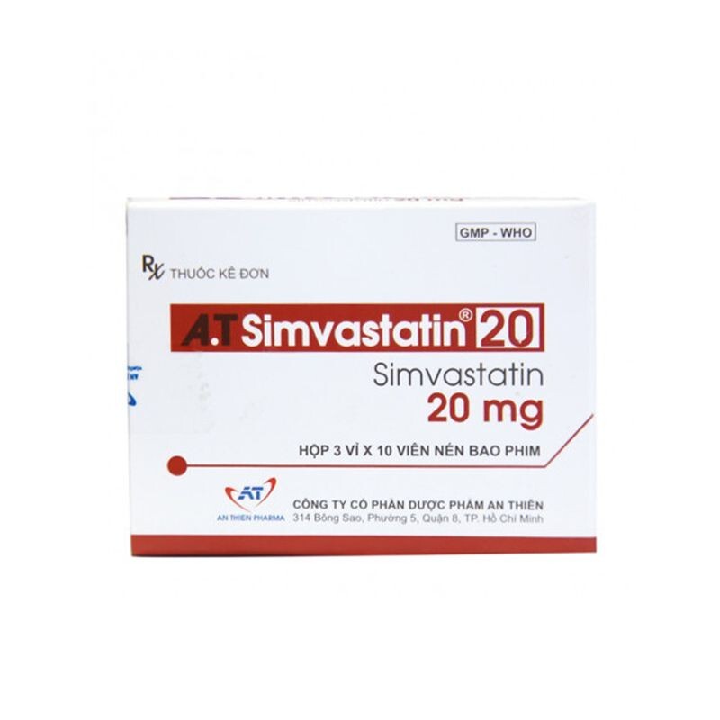 A.T Simvastatin 20 Hộp 30 Viên - Thuốc Điều Trị Tăng Mỡ Máu