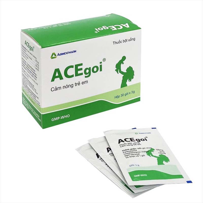 Thuốc Acegoi - Hộp 30 Gói - Điều Trị Sốt, Cảm Cúm