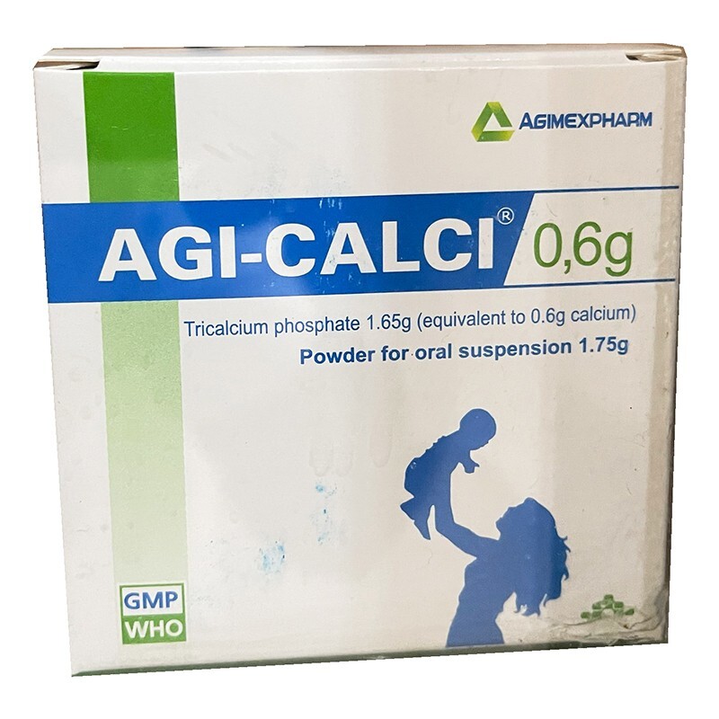 Thuốc Agi-calci 0,6g - Hộp 30 Gói - Điều Trị Tình Trạng Thiếu Calci