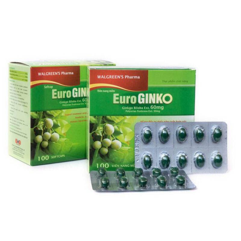 Euro Ginko Walgreen’s Pharma Hộp 100 Viên -Tuần Hoàn Não
