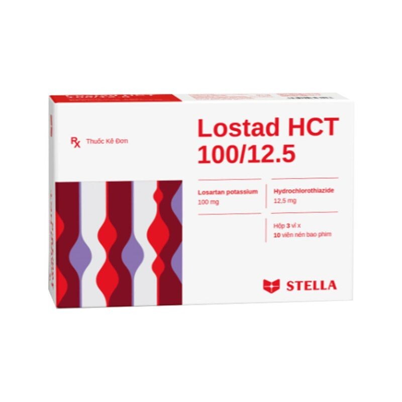 Lostad HCT 100/12.5 Hộp 30 Viên - Thuốc Trị Huyết Áp Cao Dạng Phối Hợp
