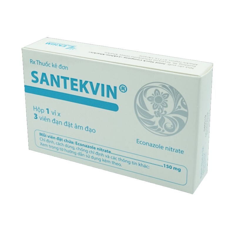 Viên Đặt Santekvin - Hộp 3 viên - Điều Trị Nấm Âm Đạo