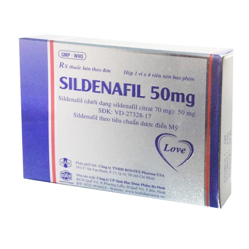 Sildenafil 50mg Hộp 4 Viên – Điều Trị Rối loạn Cương Dương