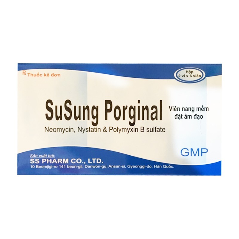 Viên Đặt Susung Porginal - Hộp 12 Viên - Trị Nhiễm Khuẩn Âm Đạo