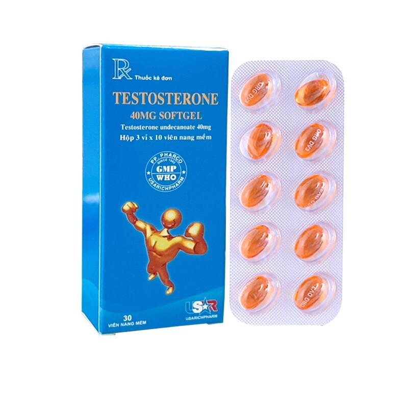 Testosterone 40mg Softgel Hộp 30 Viên - Thay Thế  Hormon Nam Testosterone 40mg Softgel Hộp 30 Viên - Thay Thế  Hormon Nam