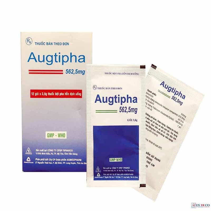 Thuốc Augtipha 562,5mg - Hộp 12 Gói - Kháng Khuẩn Hiệu Quả