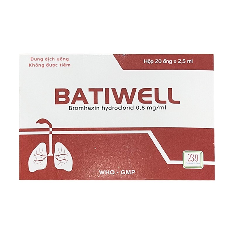 Batiwell - Hộp 20 Ống - Loãng Đờm Trong Nhiễm Khuẩn Hô Hấp