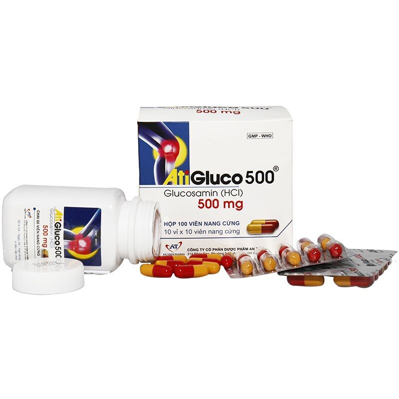 Atigluco 500 Hộp 100 Viên - Trị Bệnh Thoái Hóa Xương Khớp