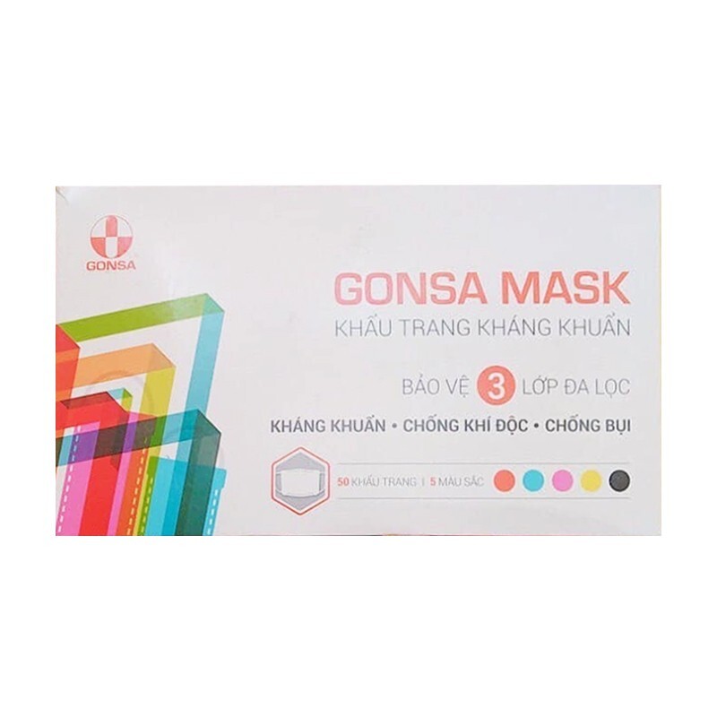 Gonsa Mask Hộp 50 Cái - Khẩu Trang 3 Lớp Kháng Khuẩn
