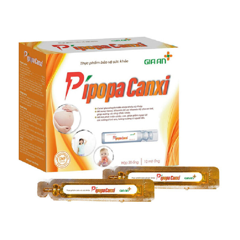 Pipopa Canxi Hộp 20 Ống - Cung Cấp Canxi Chắc Khoẻ Xương